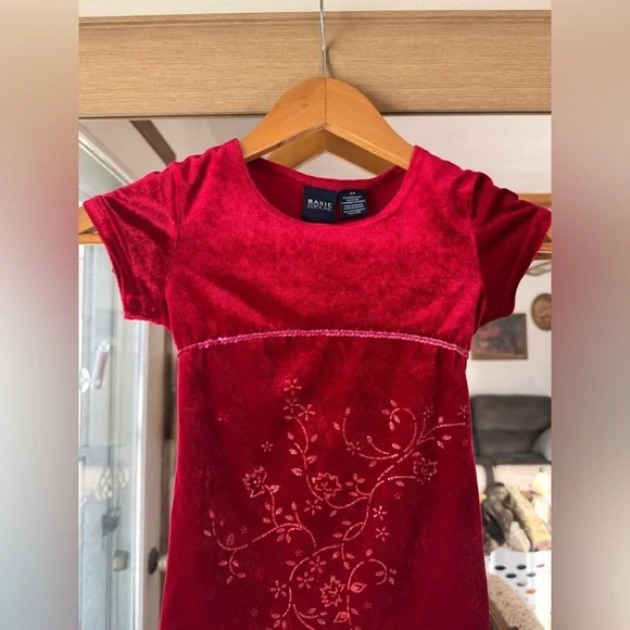 Basic Editions Y2K Red Velvet Valentines Dress 4-5T - Picture 2 of 7